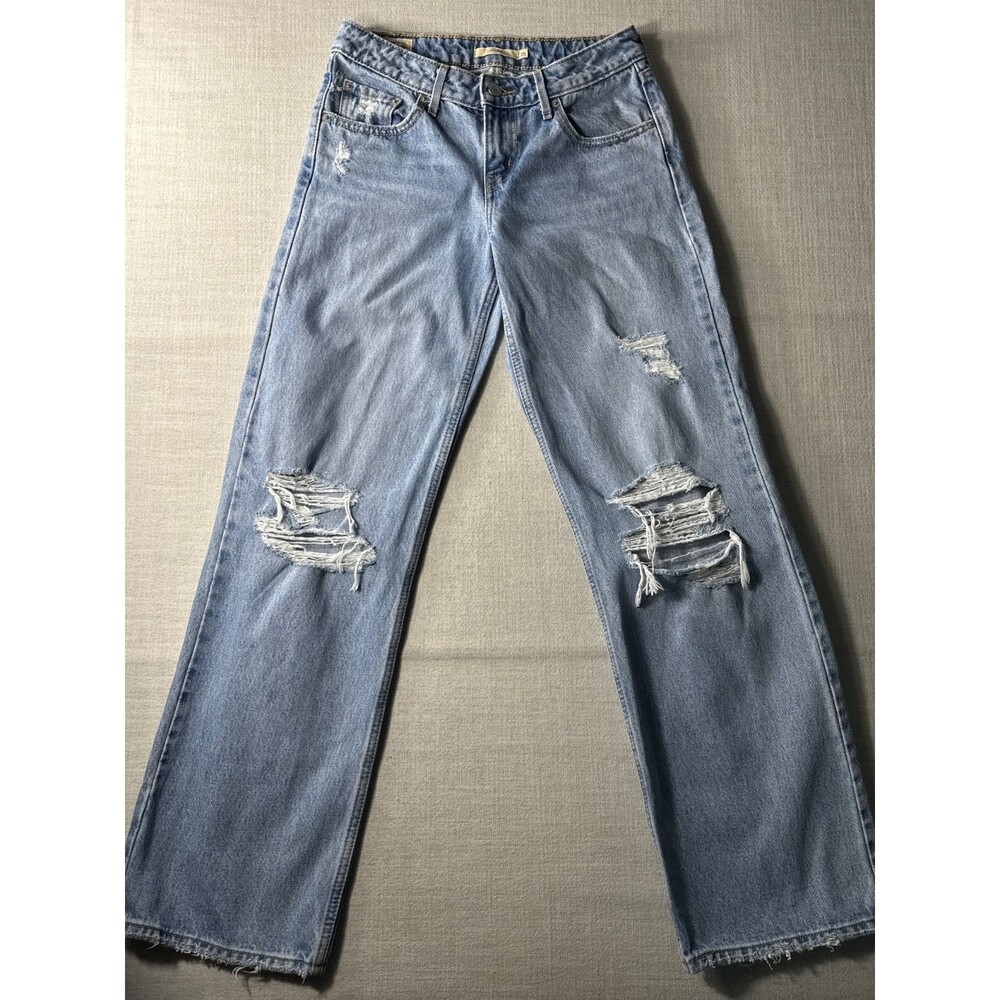 Levi's Women's Low Loose Blue Denim Jeans 25 Wide Leg Big E 25x31 Wide Leg Baggy